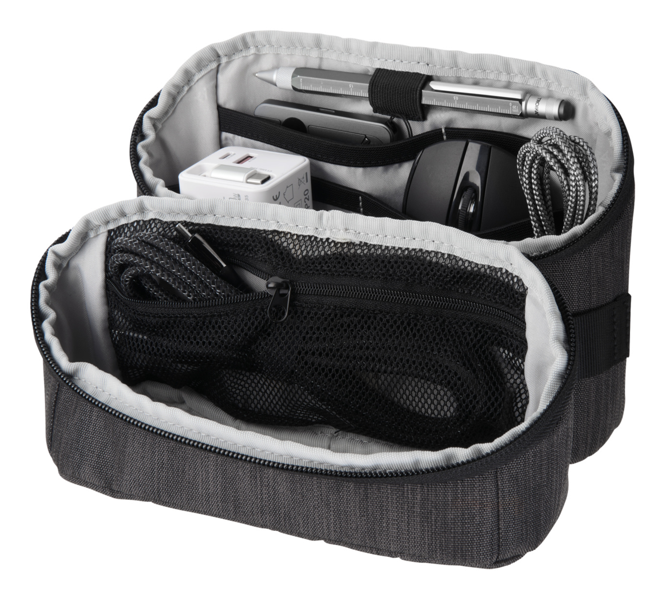TROIKA BUSINESS TECH 2 GO Kabeltasche BBG72 Polyester Reißverschluss 70 x 200 x 190 mm Schwarz/Grau