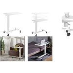 LogiLink Überbett-Tischwagen mit Gasdruckfeder, weiß große, stabile Arbeitsfläche für Bett oder Couch, mit Rollen - 1 Stück (EO0041)