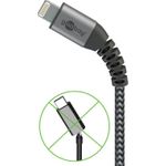Goobay Lightning auf USB-A Textilkabel mit Metallsteckern (space grau/silber) 0,5 m, 0.5 m, Schwarz-Grau - elegantes und extra-robustes Verbindungskabel für z.B. Apple iPhone (49267)