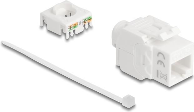 Delock Keystone Modul RJ45 Buchse zu LSA Cat.6A UTP 180° werkzeugfrei (90722)