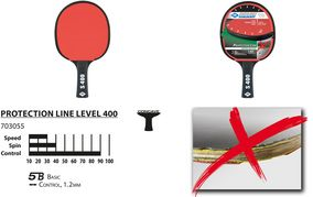 DONIC SCHILDKRÖT Tischtennisschläger "Protection Line S400" Lernschläger, Farbe: schwarz/rot, Jade Belag (glatter Belag - 1 Stück (703055)