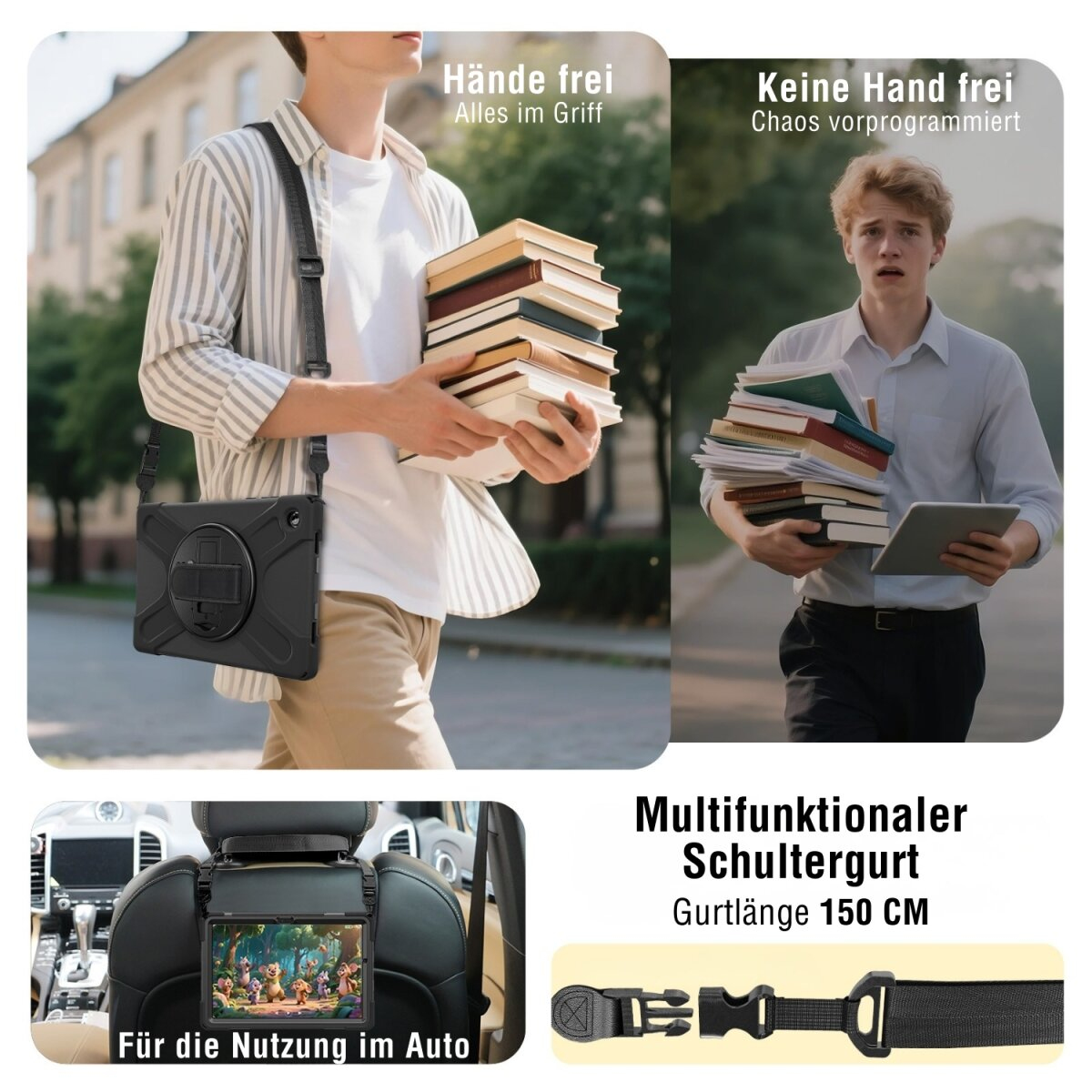 4smarts Rugged Case Grip für Samsung Galaxy Tab A11+ Schwarz