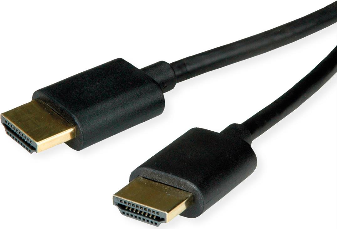 ROLINE HDMI High Speed Kabel mit Ethernet, Slim, ST-ST, schwarz, 1,5 m (11.04.6016)