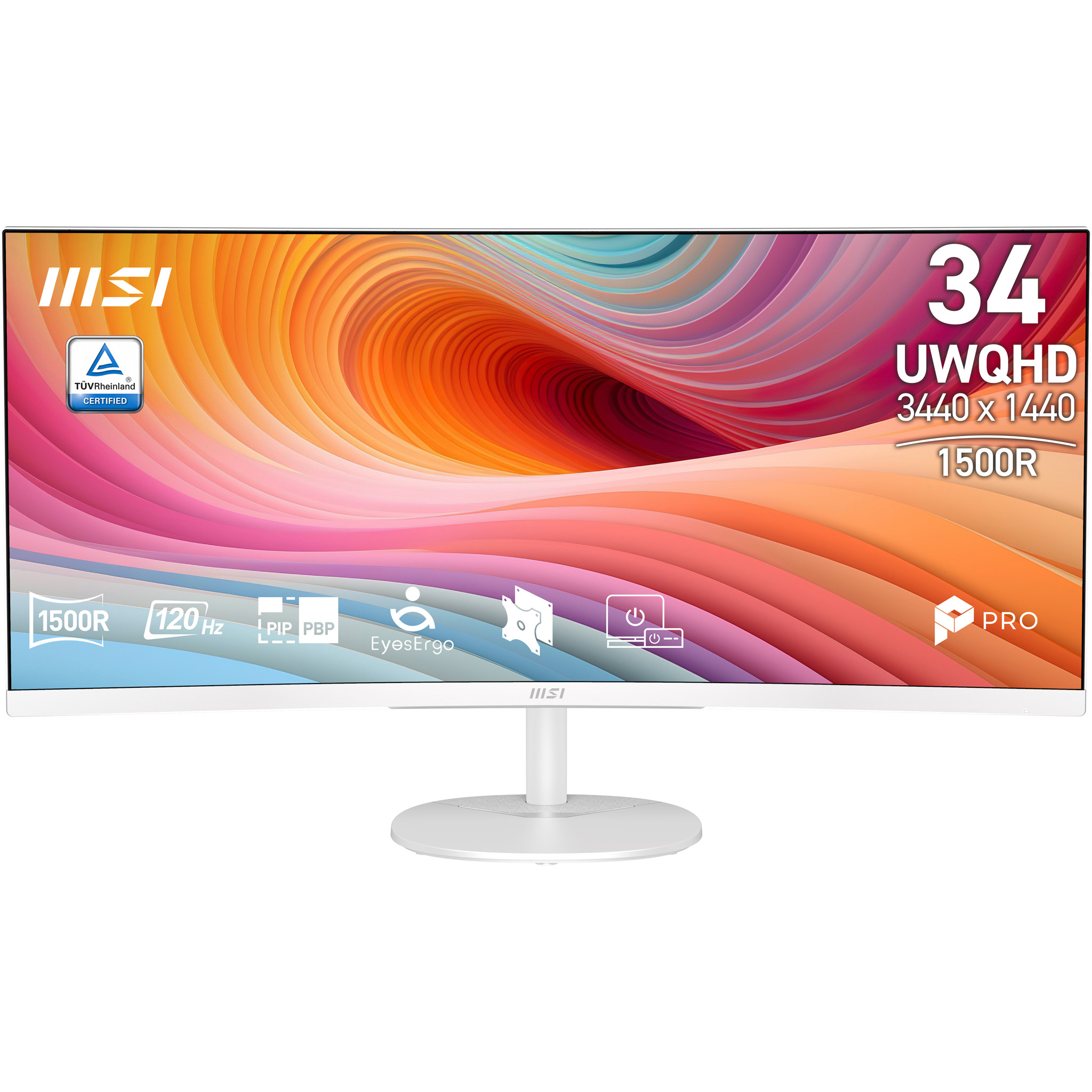 MSI Pro MP341CQW E12 Monitor 34" UWQHD 3440 x 1440 120 Hz VA Weiß Schwarz