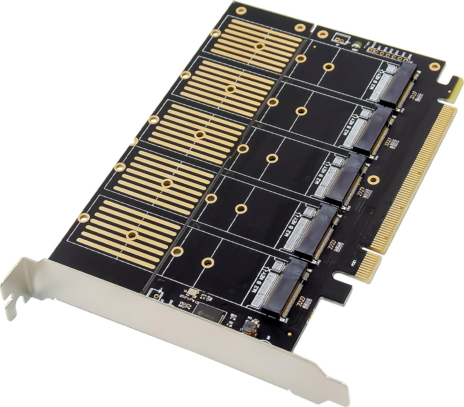 InLine Schnittstellenkarte PCIe x16 zu 5x M.2 Key B SATA inkl. Low-Profile (76619G)
