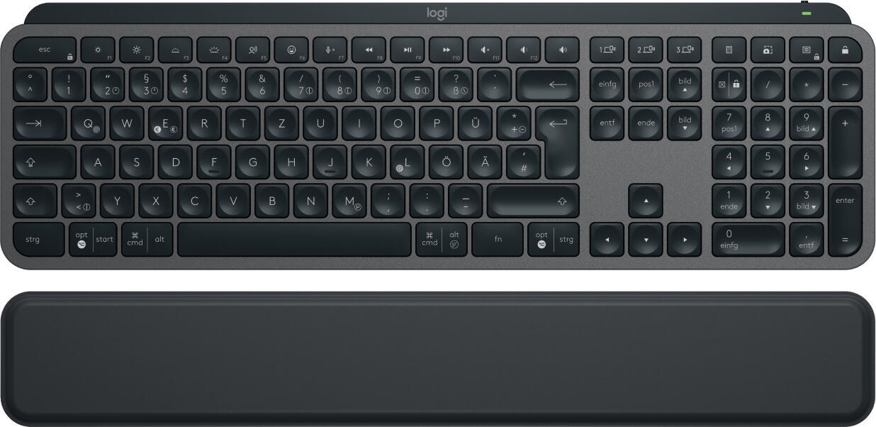 Logitech MX Keys S Kabellose Tastatur QWERTZ Bluetooth LE mit Palm Rest Graphite