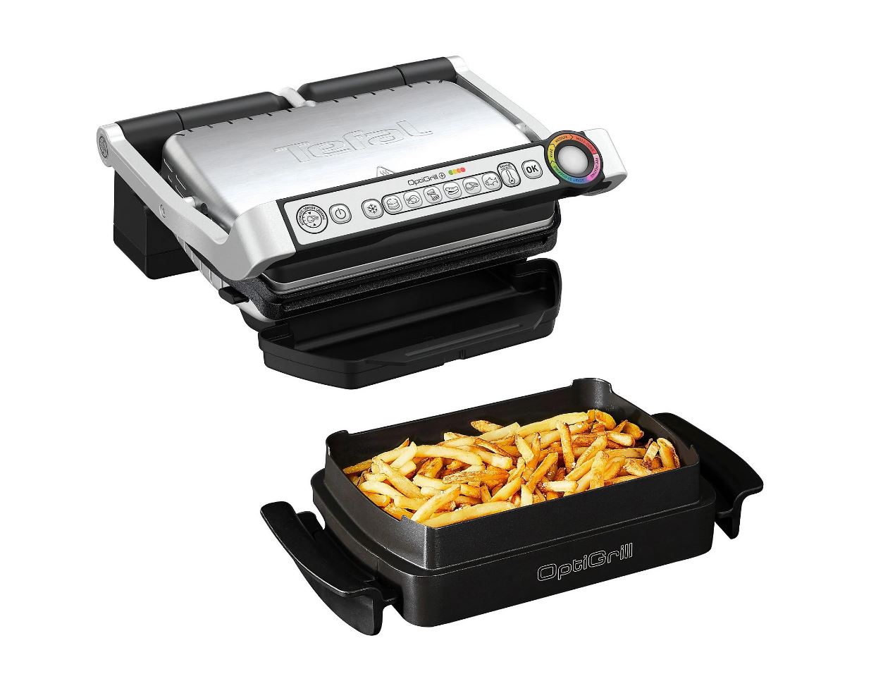 Tefal OptiGrill+ GC714D Kontaktgrill 2000 W 600 cm² Edelstahl