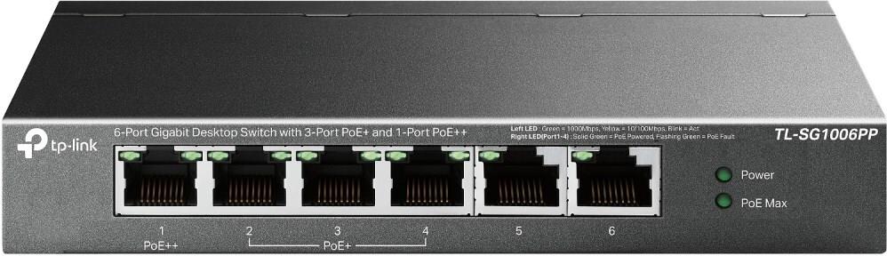 TP-Link TL-SG1006PP Netzwerk-Switch Unmanaged Gigabit Ethernet (10/100/1000) Power over Ethernet (PoE) Grau (TL-SG1006PP