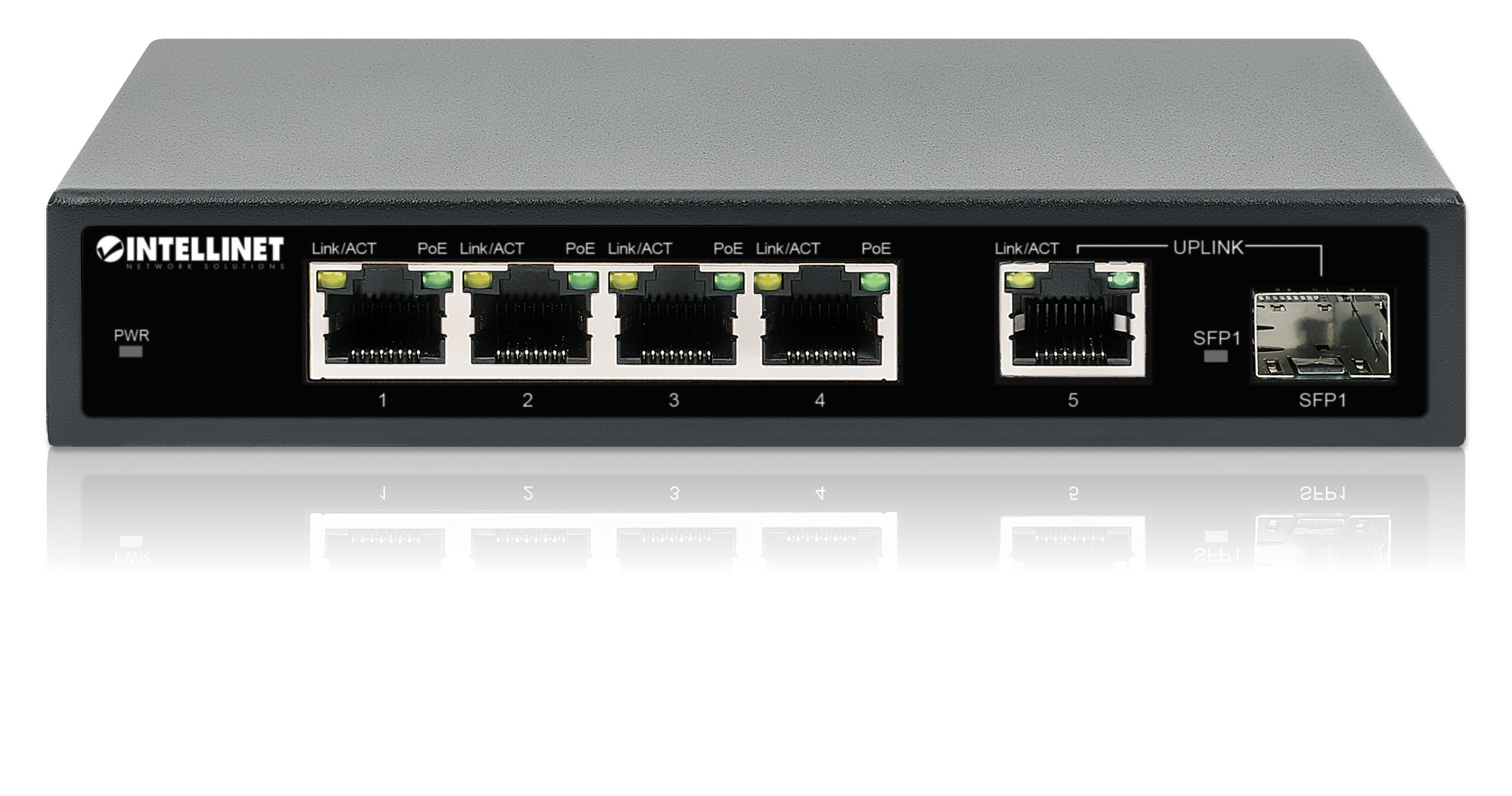 Intellinet 5-Port Gigabit PoE+ Switch mit SFP 91W Schwarz