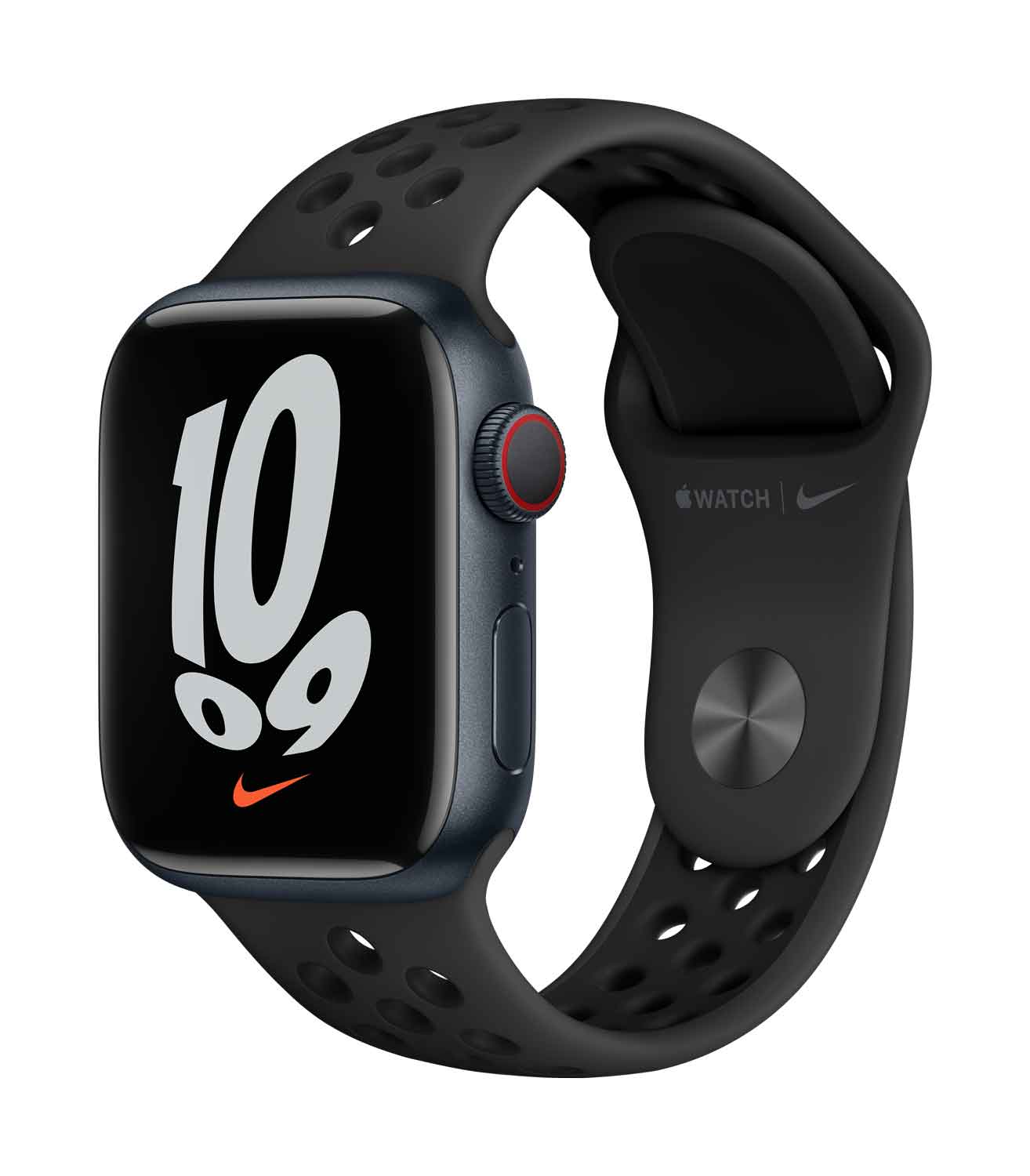 Apple Watch S7 Nike Aluminium 41mm Cellular Mitternacht Sportarmband anthrazit 41 mm Aluminiumgehäuse Mitternacht, Nike Sportarmband anthrazit /schwarz. Armband 140-210 mm Umfang. (MKJ43FD/A)