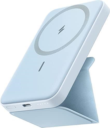 EUFY Anker 622 (MagGo) - Drahtloser Ladeständer / Powerbank - 5000 mAh - 7.5 Watt (USB-C) - auf Kabel: USB-C - Misty Blue - für Apple iPhone 12, 12 mini, 12 Pro, 12 Pro Max, 13, 13 mini, 13 Pro, 13 Pro Max (A1611G31)