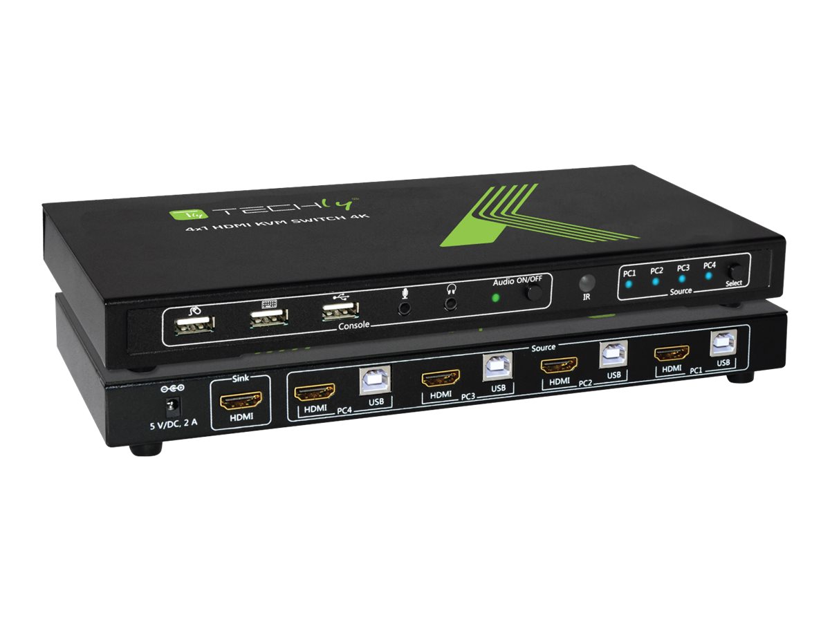 TECHly 4x1 USB HDMI KVM Switch 4K Schwarz