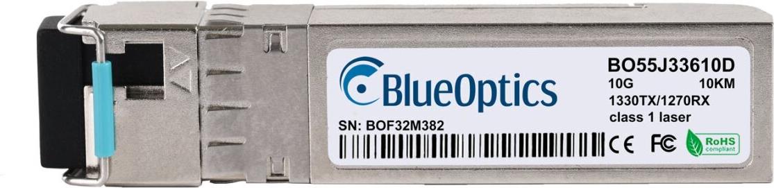 Kompatibler H3C SFP-XG-LX-SM1330-BIDI BlueOptics BO55J33610D SFP+ Bidi Transceiver, LC-Simplex, 10GBASE-BX-D, Singlemode Fiber, TX1330nm/RX1270nm, 10KM, DDM, 0°C/+70°C (SFP-XG-LX-SM1330-BIDI-BO)