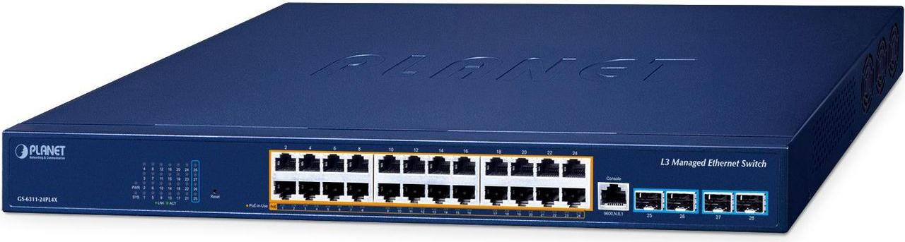 Planet Layer 3/1000T 802.3at PoE+ 10G SFP+ (GS-6311-24PL4X)