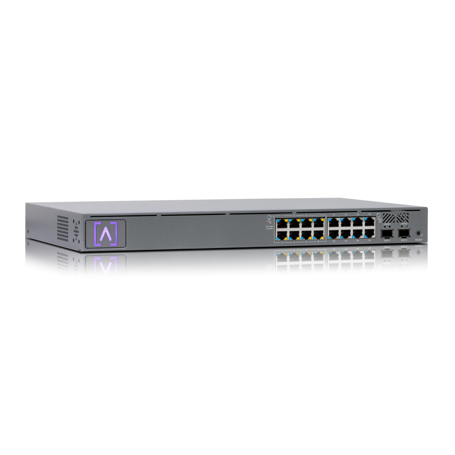 Alta Labs S16-POE Managed Gigabit Switch 16 Ports 2 SFP PoE 120 W Grau