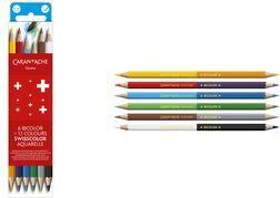 CARAN D'ACHE Buntstifte SWISSCOLOR BICOLOR Aquarelle 6 zweifarbige wasserlösliche Farbstifte = 12 Farben, aus - 1 Stück (1285.706)