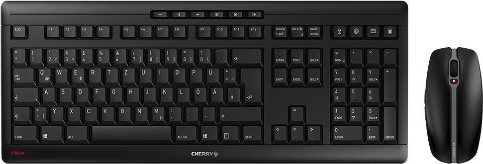 CHERRY STREAM DESKTOP - Tastatur-und-Maus-Set - kabellos - 2.4 GHz - Deutsch - Tastenschalter: CHERRY SX - Schwarz