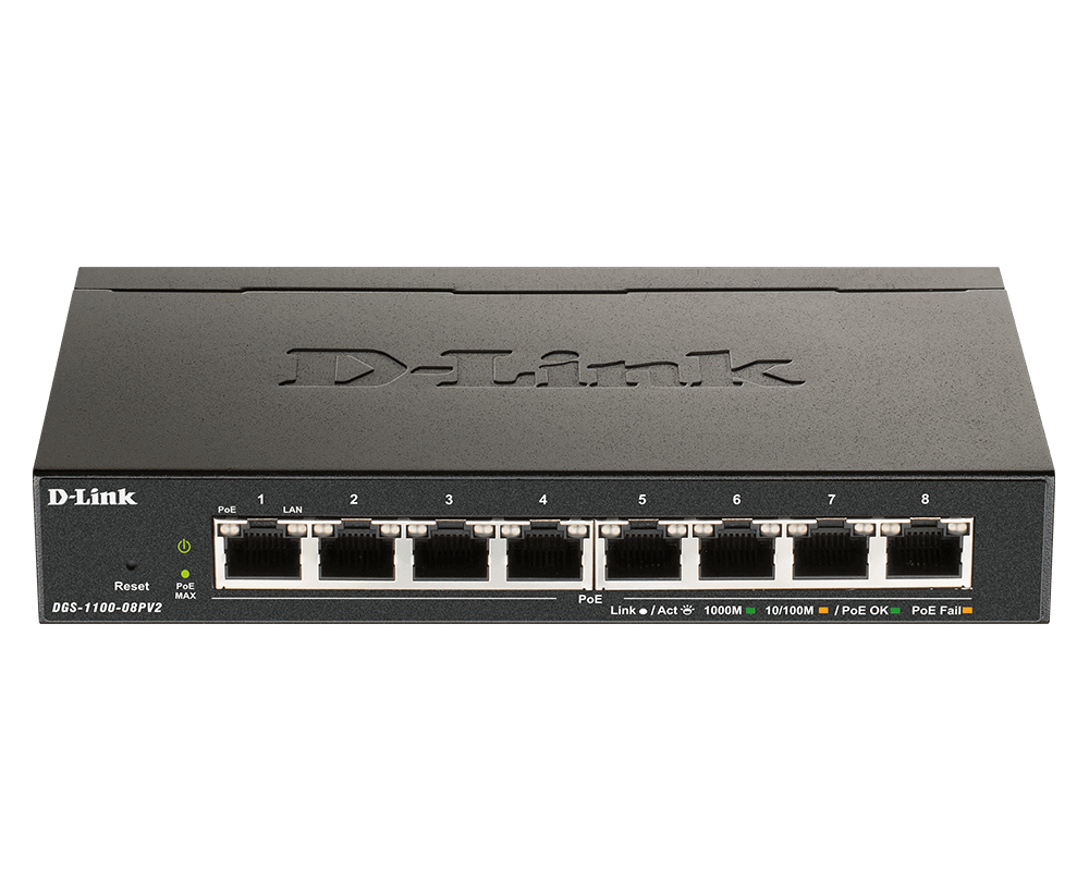 D-Link DGS 1100-08PV2 Gigabit PoE Smart Switch 8 Ports Schwarz