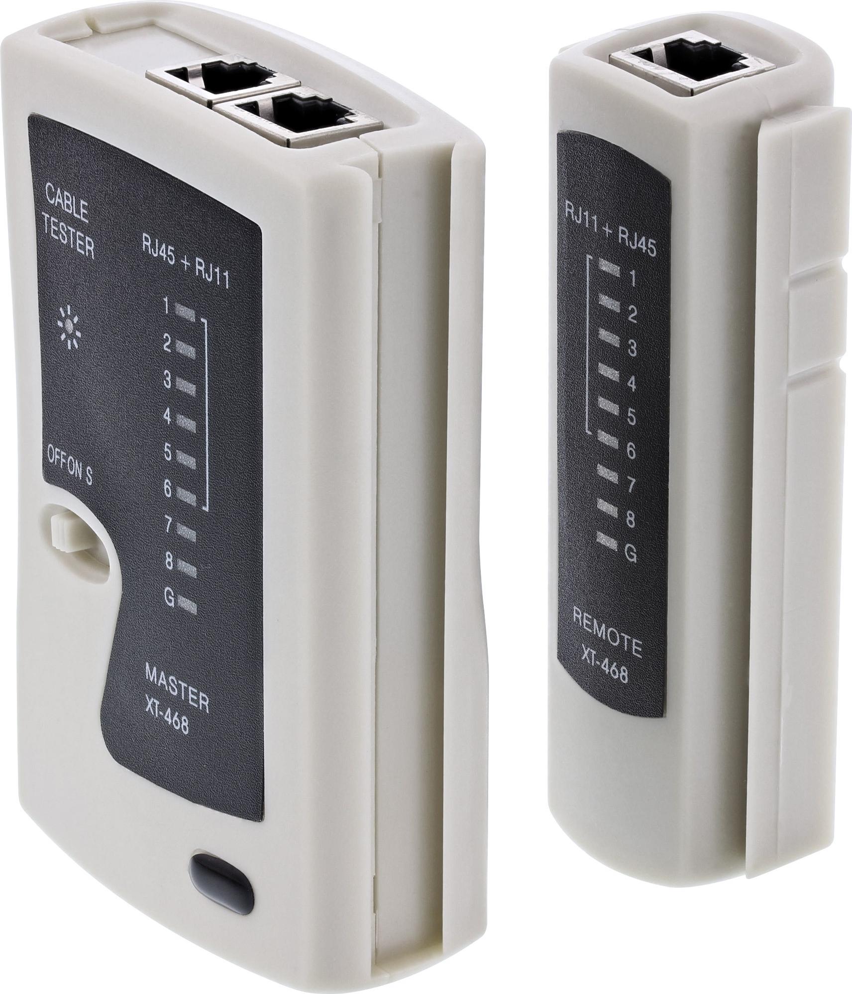 InLine 79998A Netzwerktester-Set für RJ45 und RJ11 mit 9 LED