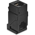 Delock Keystone Modul Kupplung RJ14 Buchse zu RJ14 Buchse 90° gewinkelt Cat.3 Kunststoff schwarz (91379)