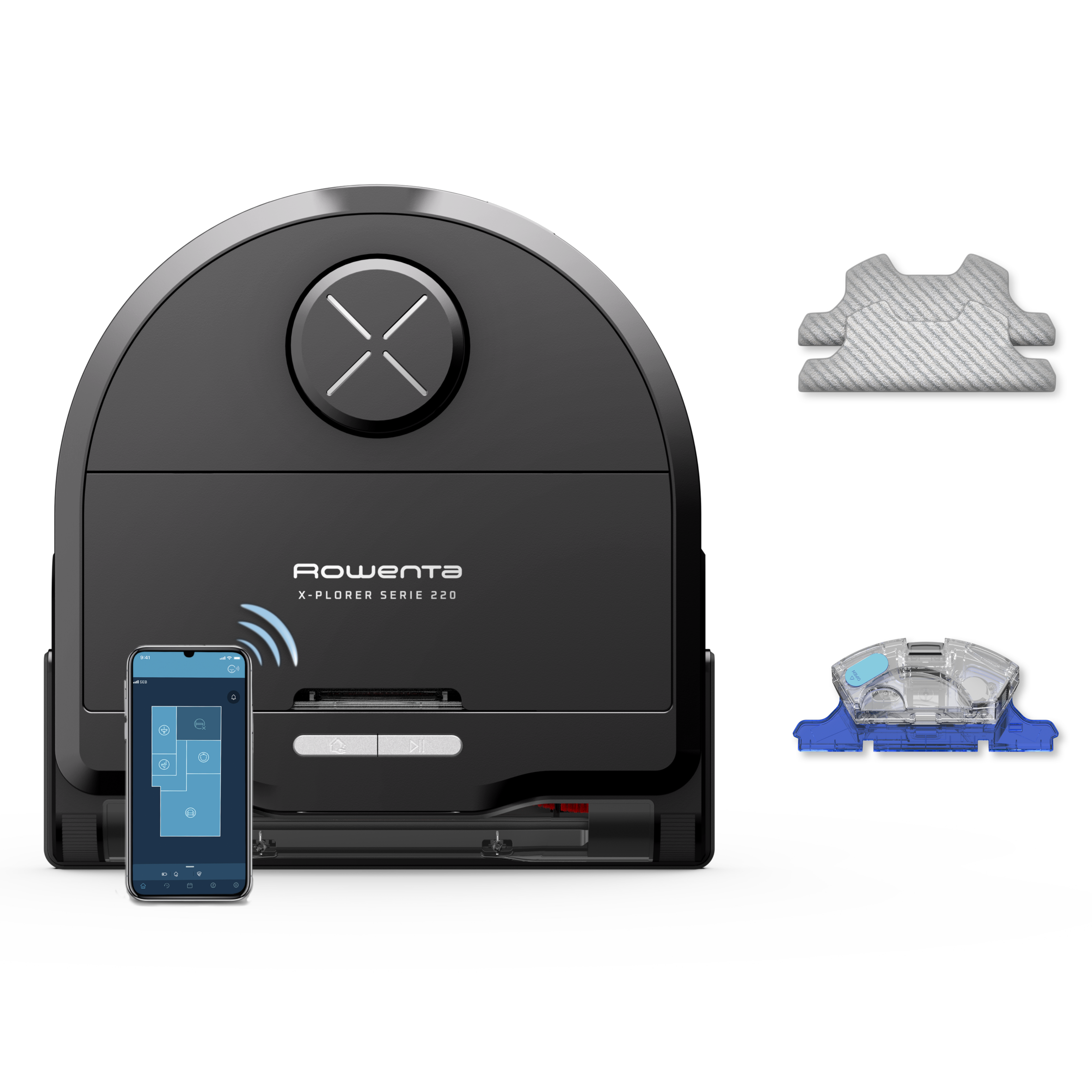 Rowenta X-Plorer Serie 220 Saugroboter RR9465WH mit Lasernavigation und Wischfunktion