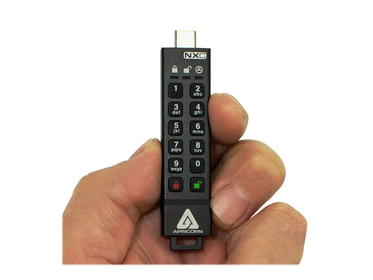 Apricorn Aegis Secure Key 3NXC 64 GB USB-C 3.2 Gen 1 FIPS 140-2 Level 3 Schwarz