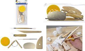 kangaro Lehm-/Ton-Werkzeuge-Set, 8-teilig in verschließbarem Beutel, Inhalt: je 1x Schwamm, - 1 Stück (K-840100)