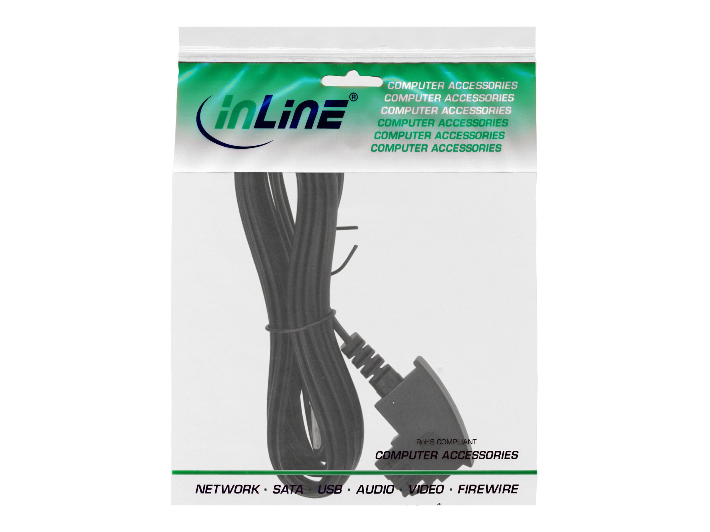 InLine TAE-F Kabel für DSL-Router, TAE-F auf RJ45 8P2C, 0,5 m, Schwarz
