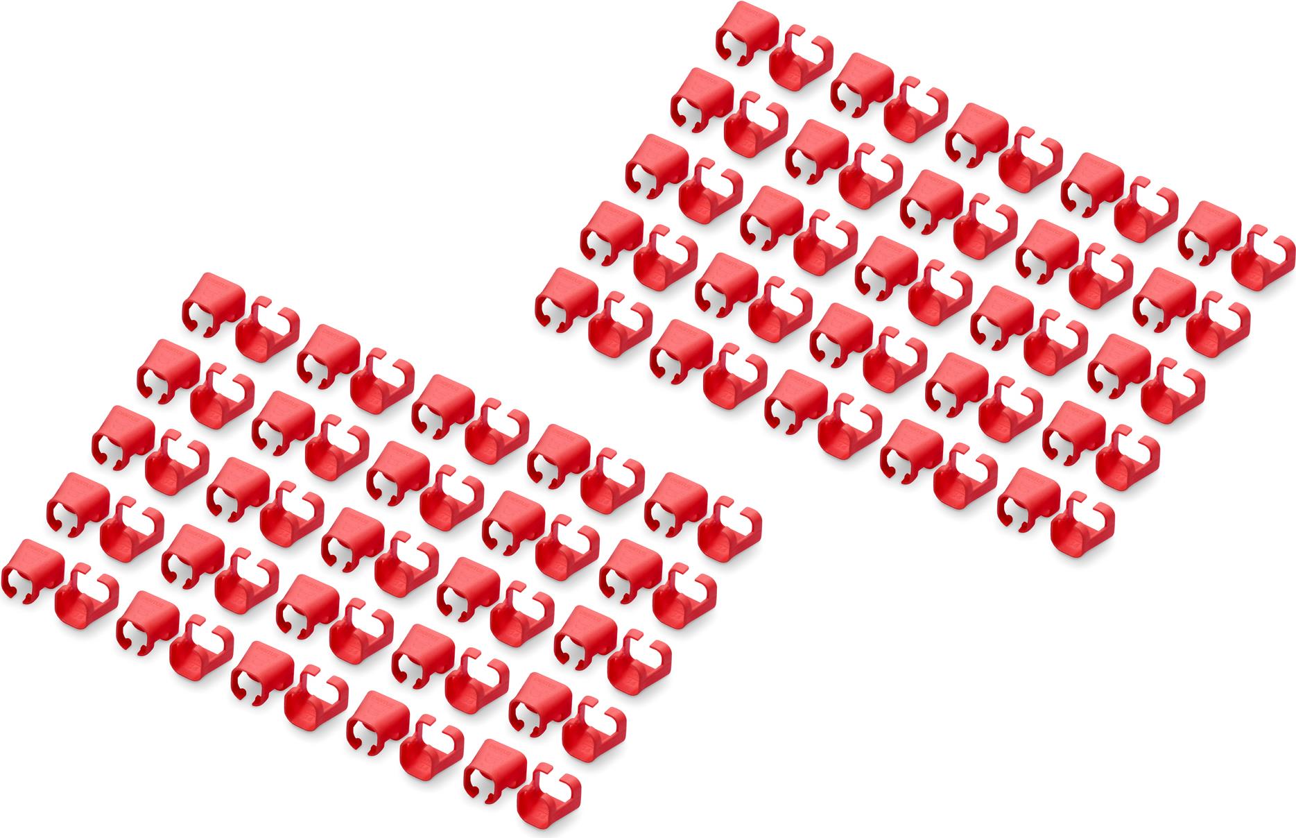 Digitus Farbclips für Patchkabel - Rot. Produkttyp: Farbcodierungsclip, Produktfarbe: Rot, Material: Polyvinylchlorid (PVC). Verpackungsbreite: 100 mm, Verpackungstiefe: 120 mm, Verpackungshöhe: 20 mm. Ursprungsland: China, Verpackungsvolumen: 240 cm³ (A-CC-R)