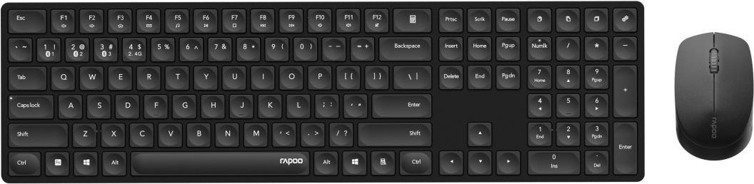 Rapoo Kabelloses Multi-Mode-Deskset 8020M, QWERTZ, Schwarz (00221172)