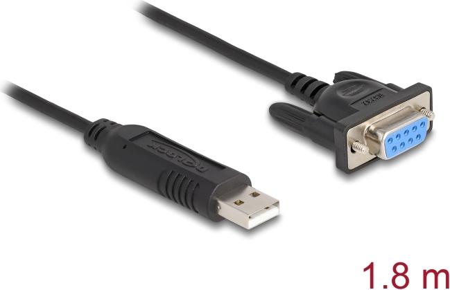 Delock USB 2.0 zu Seriell RS-232 Adapter Sub-D 9 Buchse mit Schrauben kompaktem (67382)