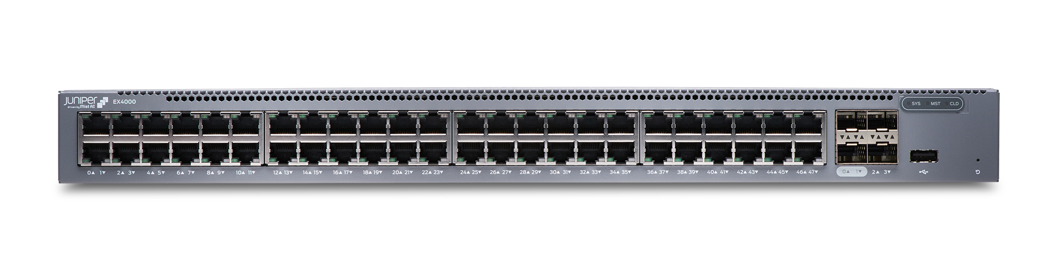 Juniper EX4000-48T Managed Switch L2/L3 48x Gigabit 4x SFP/SFP+ 176 Gbit/s 1U Grau