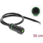 Delock Kabel RJ45 Buchse zu offene Kabelenden zum Einbau Cat.6 mit M16,8 x 1,5 mm Gewinde und Gehäuse 50 cm schwarz (87181)