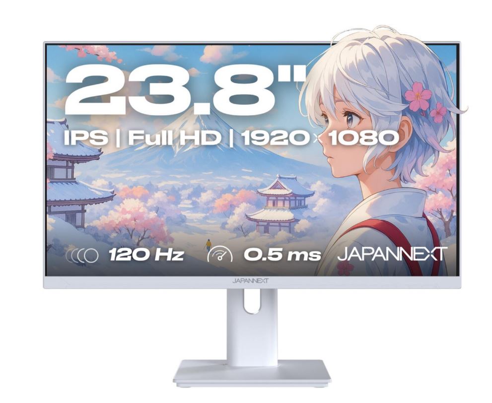 JAPANNEXT FHD Gaming Monitor 60,45 cm (23,8") 1920x1080 Pixel,IPS Panel, 0,5 ms, 120 Hz, AMD FreeSync, HDMI, VGA (JN-I238FHD120F-HSP-W)