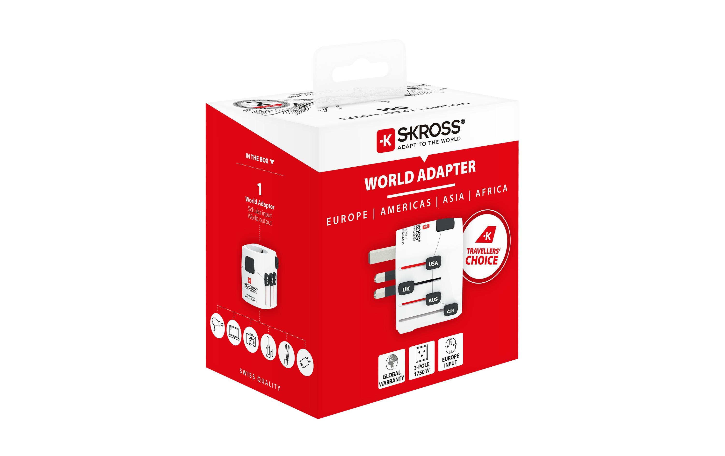 SKROSS World Adapter Pro Reiseadapter 7 A 100–250 V AC Weiß