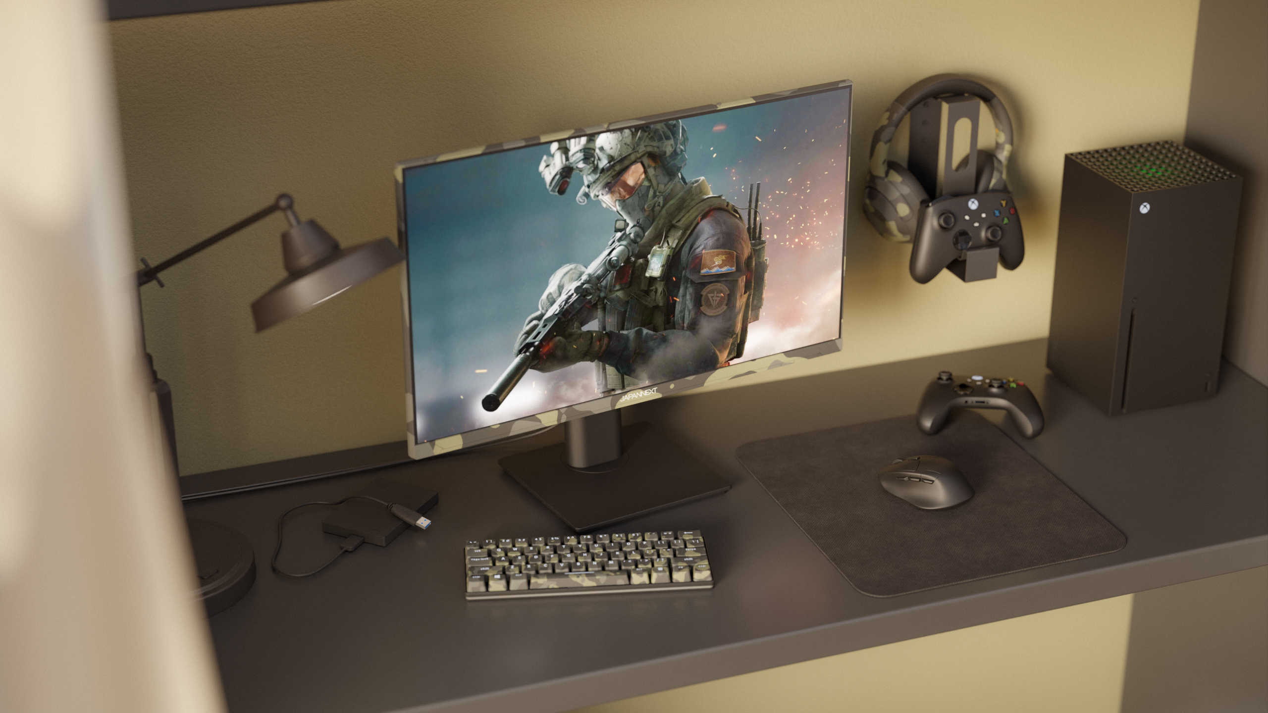 JAPANNEXT JN-IPS238FHD200F-HSP-CAMO 23.8" IPS Gaming Monitor 200 Hz 0.5 ms Schwarz