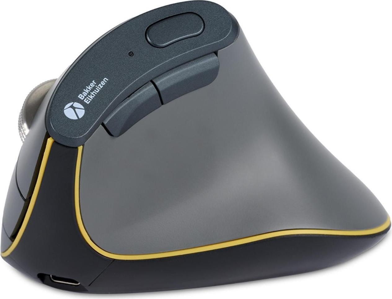 Bakker Elkhuizen FastForward Vertikale Maus 3-Mode (Bluetooth 5.1, RF, USB-C) Dunkelgrau