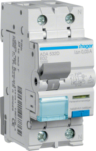 Hager FI/LS-Schalter 1P+N 10kA B-32A 30mA ADA532D (ADA532D)