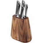 Jamie Oliver by Tefal 7-teiliger Messerblock, braun/schwarz Messerblock, Kochmesser 20 cm, Fleisch-/Schinkenmesser 20 cm, Brotmesser 20 cm, Santokumesser 16,5 cm, Universalmesser 12 cm, Schälmesser 9 cm (K267S755)