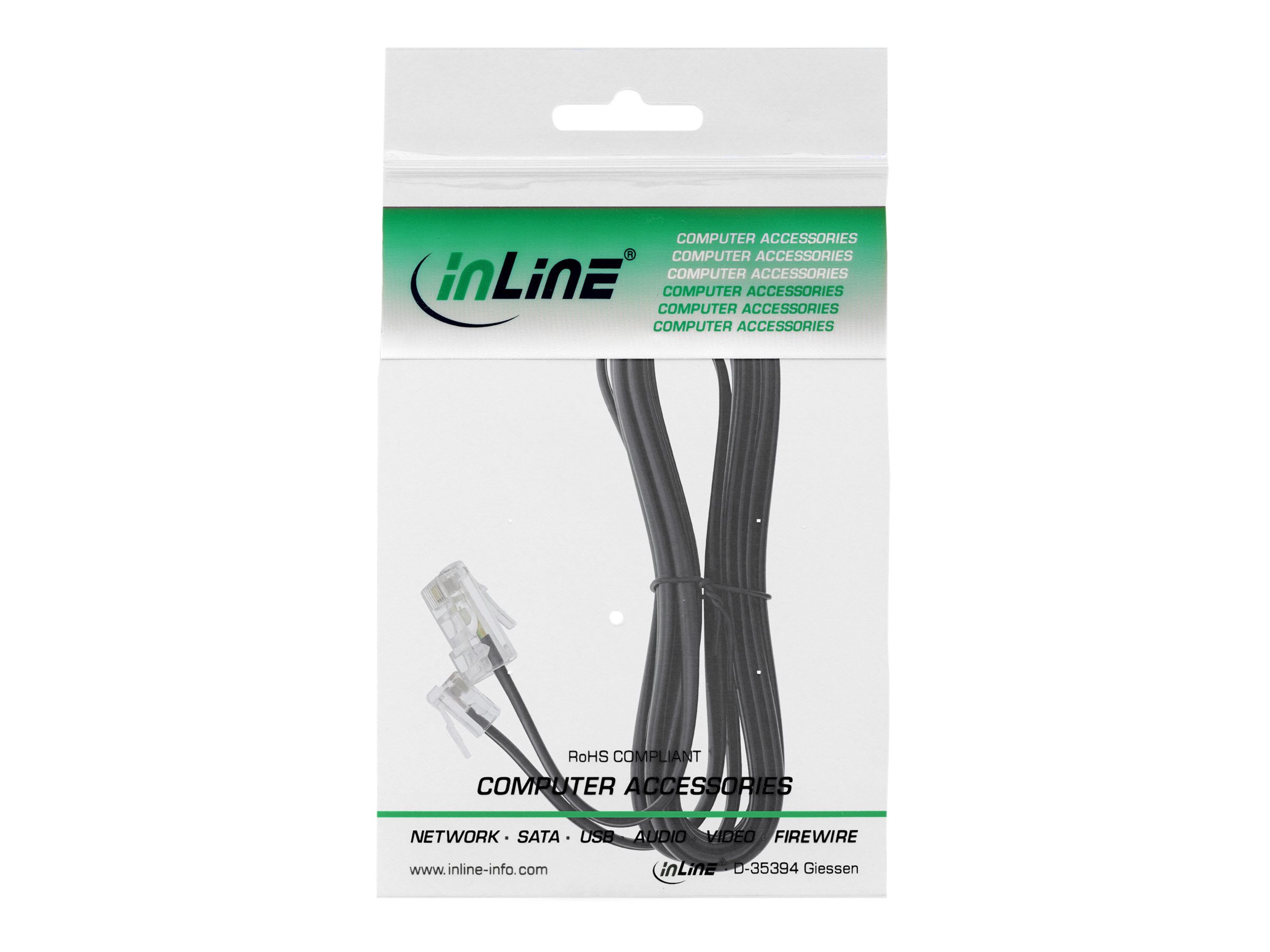 InLine Modularkabel RJ45 zu RJ11 Stecker/Stecker 4-adrig 3 m Schwarz
