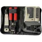 IT-BUDGET Komplettes Netzwerk Werkzeugset mit Tasche - Netzwerktester, LSA-Anlegewerkzeug, Crimpzange und Abisolierer (90ITBNWS)