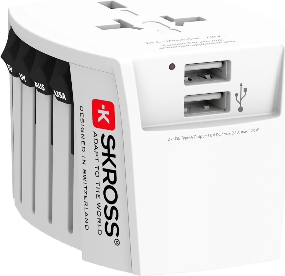 SKROSS Länderstecker MUV USB (2xA) white (1302960)