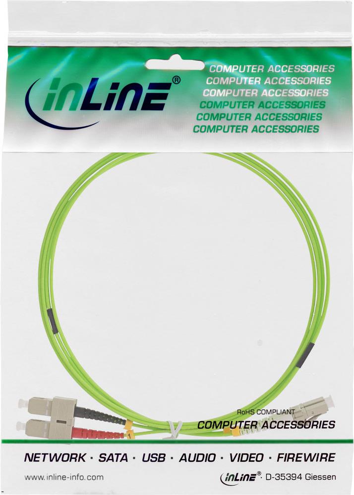 INLINE LWL Duplex Kabel, LC/SC, 50/125µm, OM5, 10m