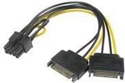 2x 15-Pin-SATA auf 1x 6-Pin-PCIe Adapter (AK-CBPW19-15)