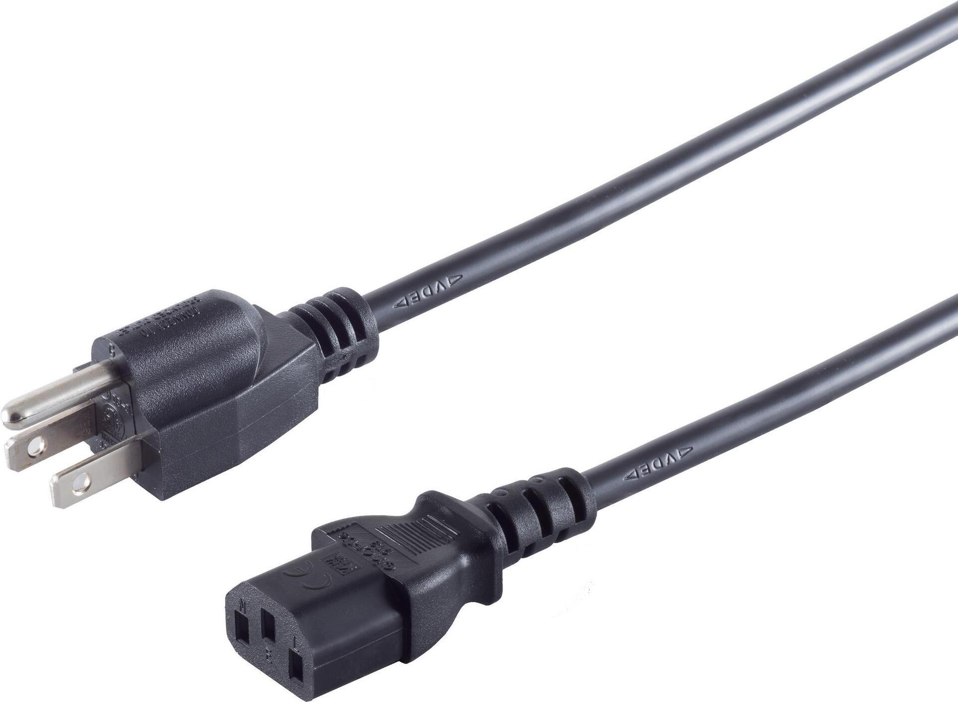 S-CONN S/CONN maximum connectivity Netzanschlusskabel USA Stecker an Kaltgerätebuchse, schwarz, 1,8