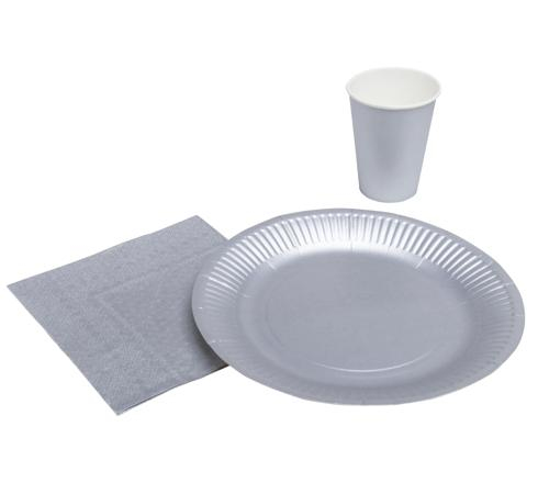 PROnappe Pappteller Rund 230 mm Karton Silber 15 Stück