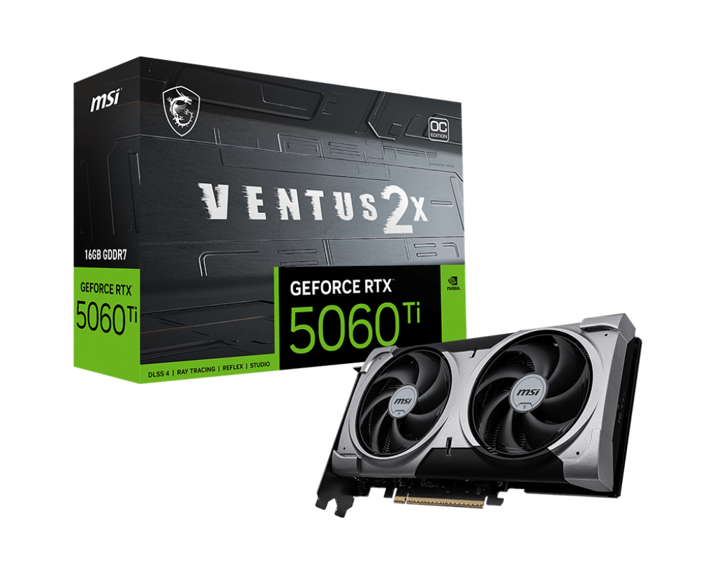 MSI GeForce RTX 5060 Ti 16G VENTUS 2X OC PLUS Grafikkarte 16 GB GDDR7 Schwarz/Grau