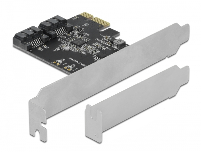 Delock 2 Port SATA PCI Express Karte Low-Profile PCIe 3.0 Schwarz