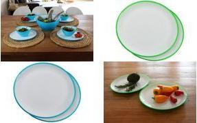 Linden Berg Speiseteller-Set, oval, grün, 2er Set aus PP, Maße: 250 x 235 mm, Oberseite: weiß, Unterseite: - 1 Stück (50066)