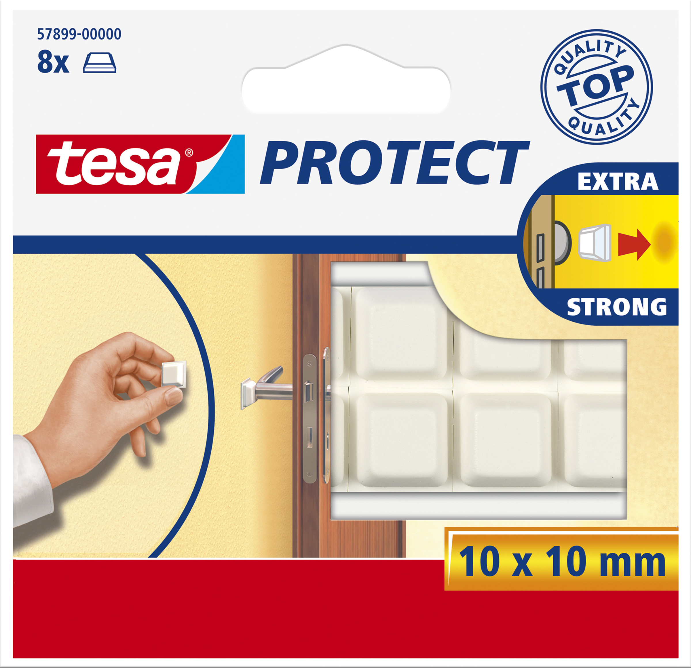 TESA Protect Schutzpuffer, quadratisch, 10 x 10 mm, weiß selbstklebend, stoßdämpfend, schützen Möbel